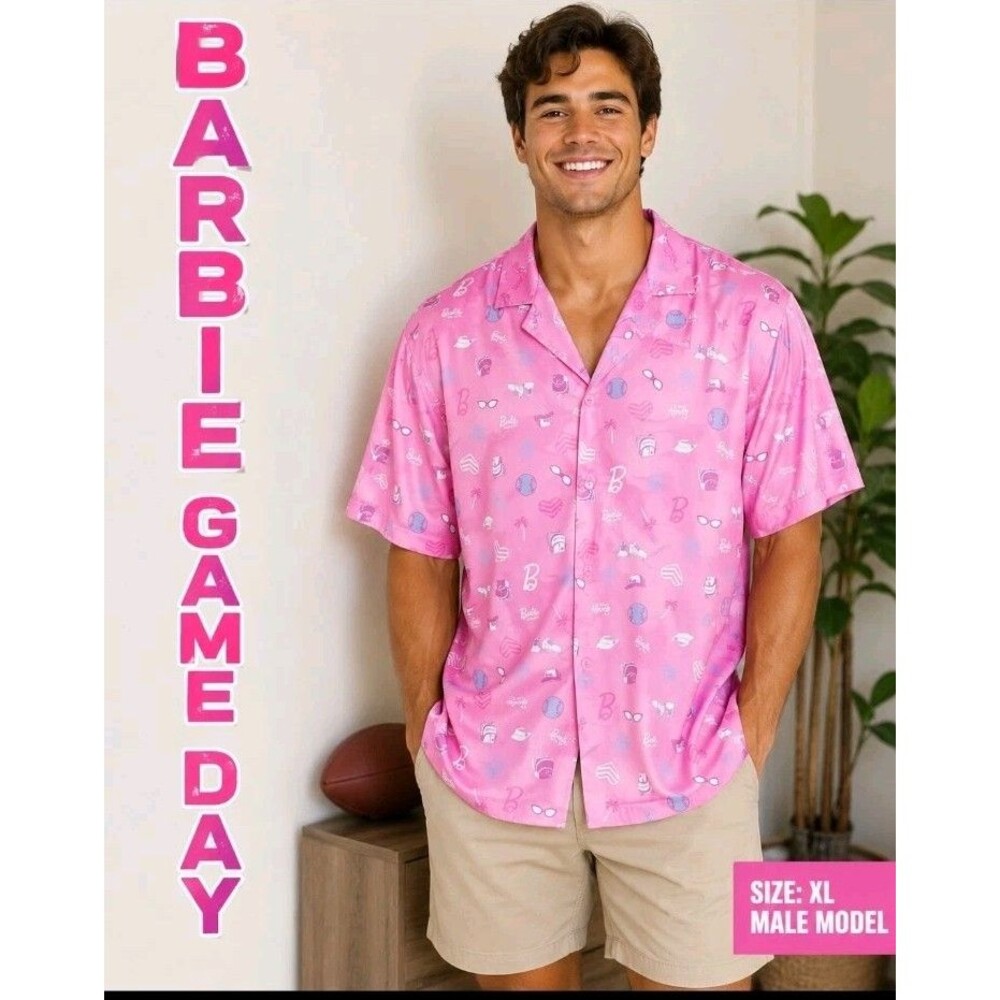 Barbie Game Day Toronto Blue Jay's Shirt Mens XL Pink Baseball Button Up Mattel